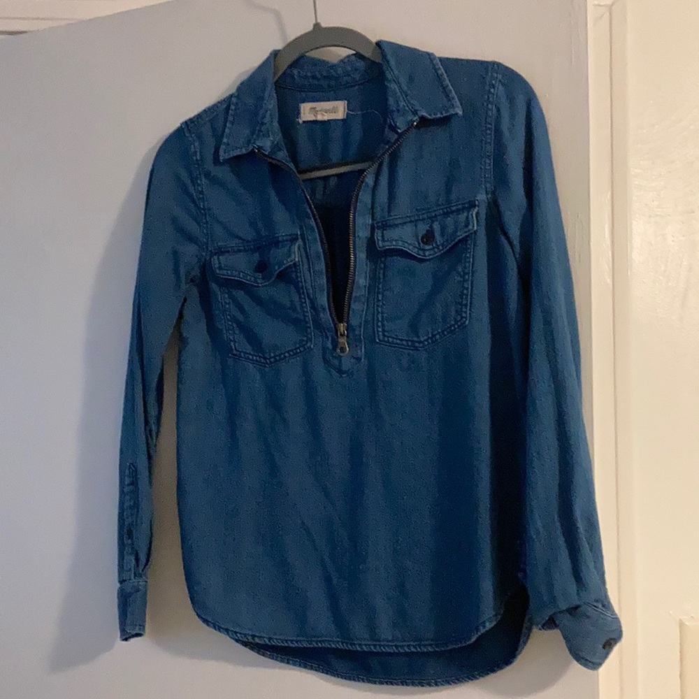 Madewell zip front denim shirt
